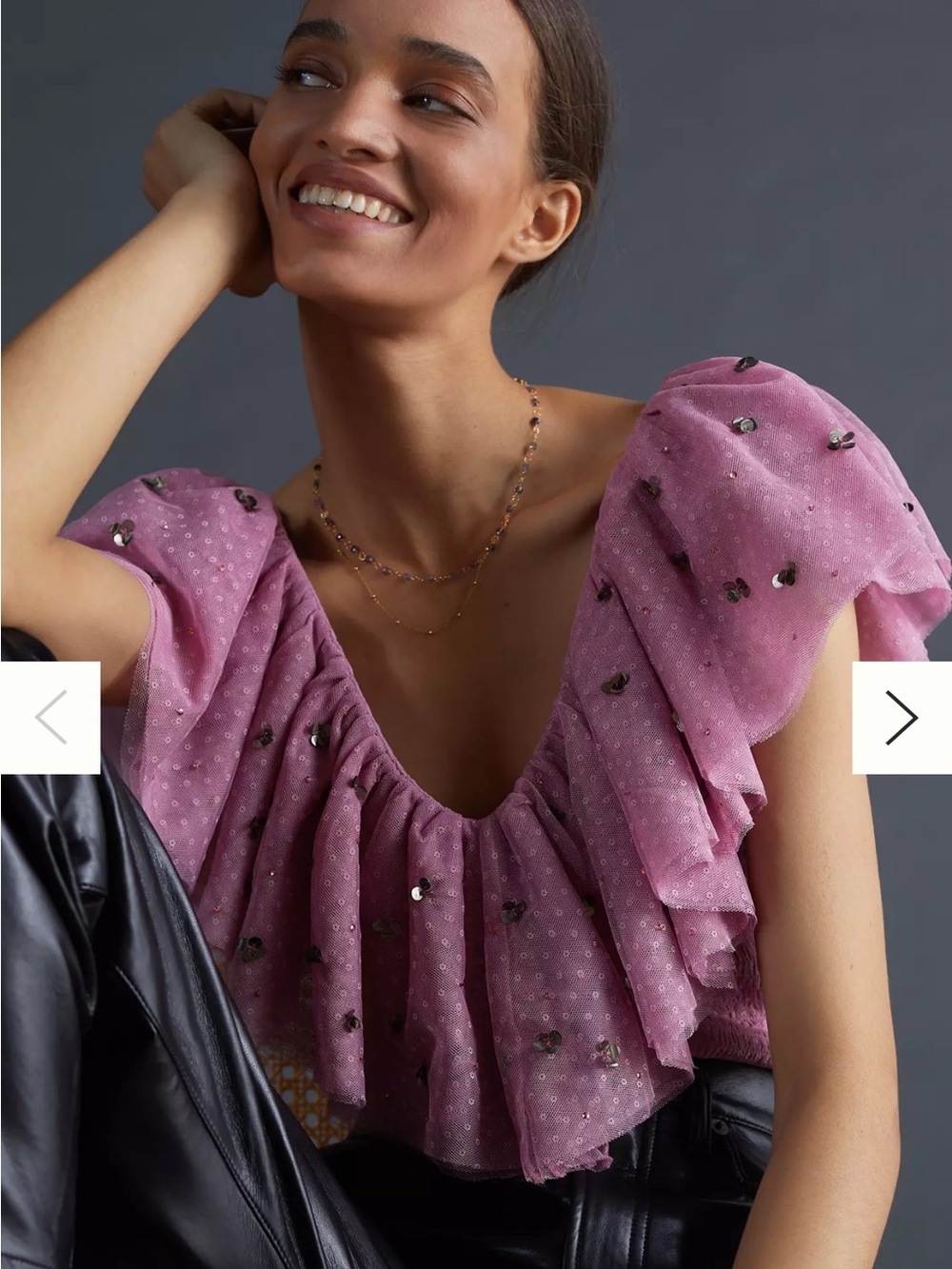 Anthropologie Dusty Rose Ruffled Scoop-Neck Blouse